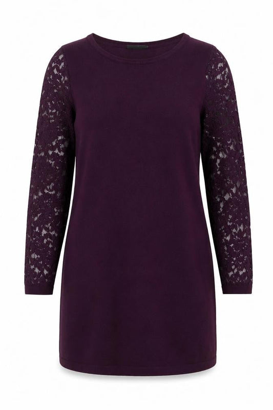 Wallis Women Purple Lace Sleeve Shift Dress Size 12
