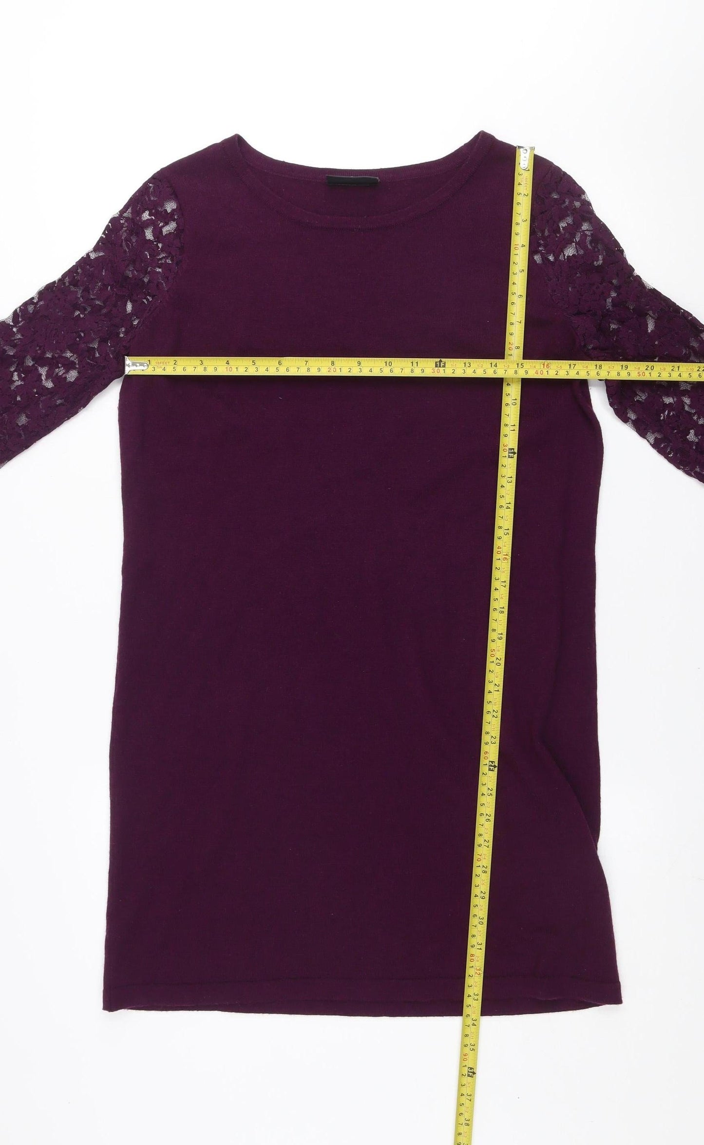 Wallis Women Purple Lace Sleeve Shift Dress Size 12