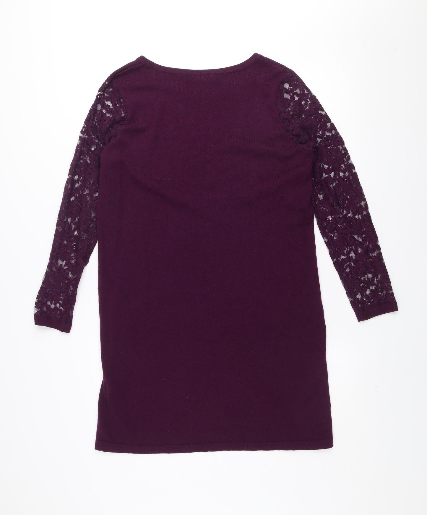 Wallis Women Purple Lace Sleeve Shift Dress Size 12