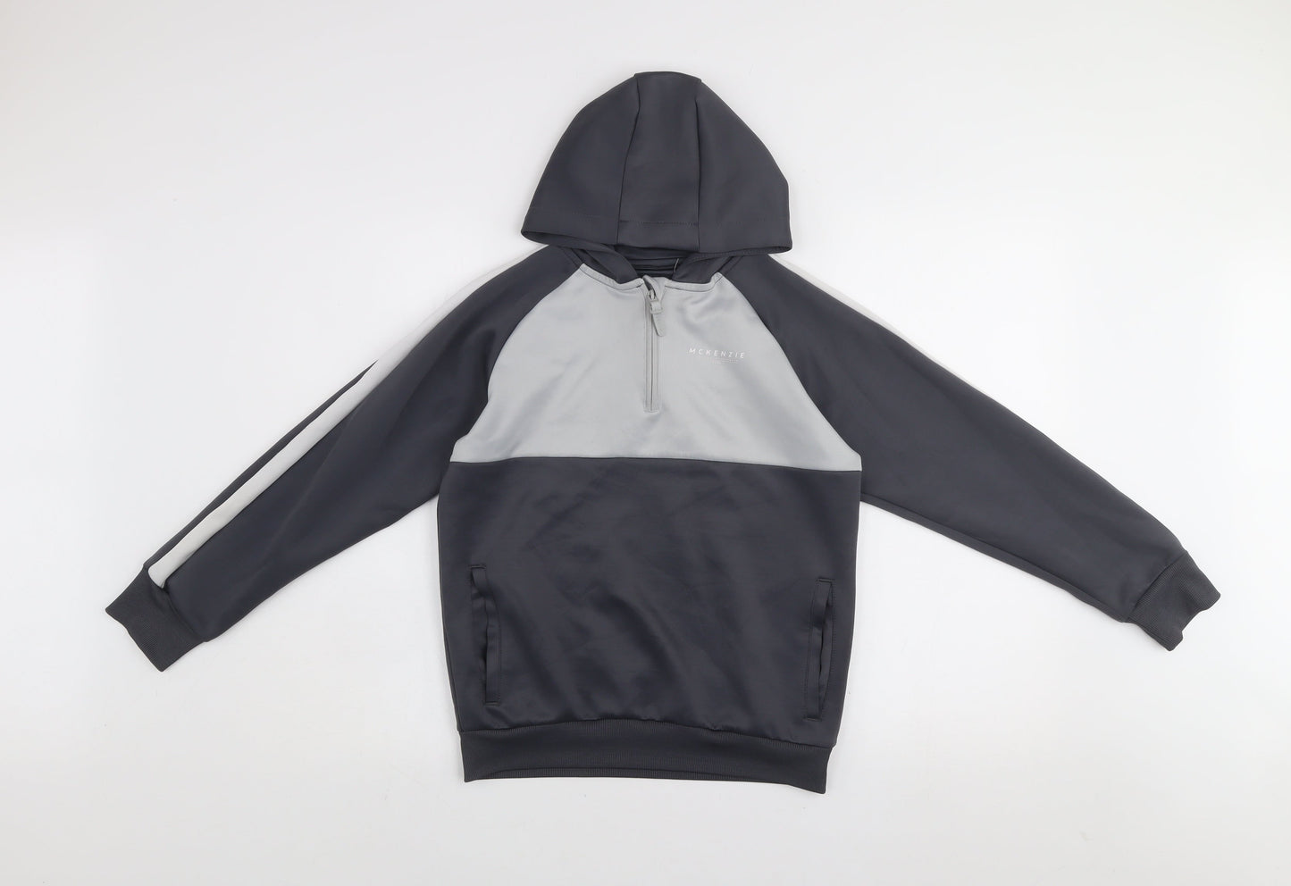 McKenzie Boys Grey Colourblock 1/4 Zip Pullover Hoodie 12-13 Years