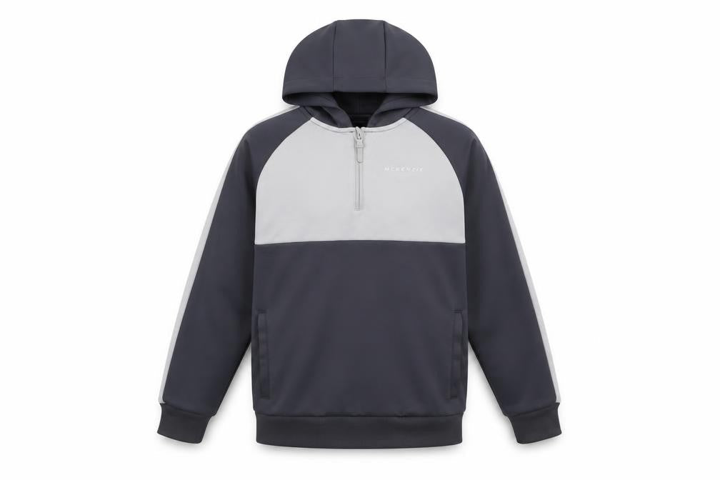 McKenzie Boys Grey Colourblock 1/4 Zip Pullover Hoodie 12-13 Years