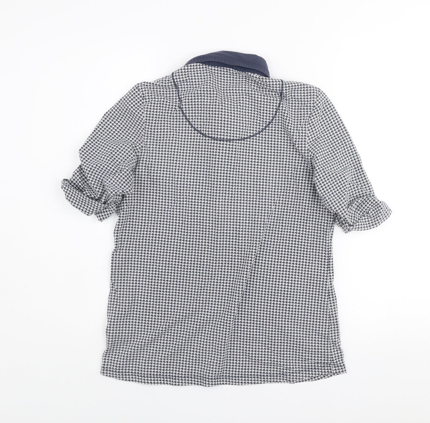 Peter Hahn Women Blue Houndstooth Collared Button-Up Shirt Size 12
