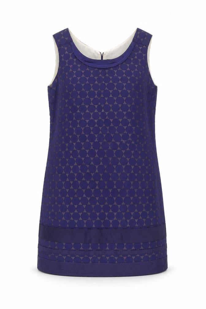 Oasis Women Blue Geometric Shift Dress Size 14 Sleeveless Knee Length