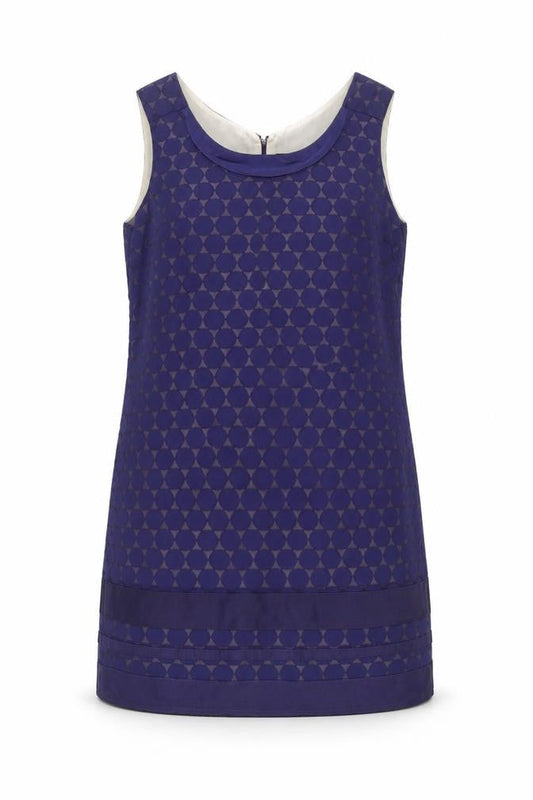 Oasis Women Blue Geometric Shift Dress Size 14 Sleeveless Knee Length