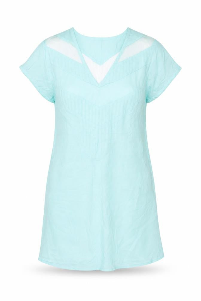 Isle of Mine Women Blue Short Sleeve Rayon Shift Dress S