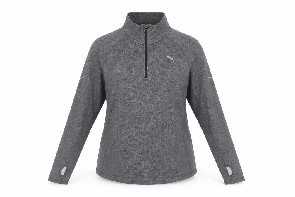 Puma Women's Grey 1/4 Zip Pullover Sweatshirt XL Activewear