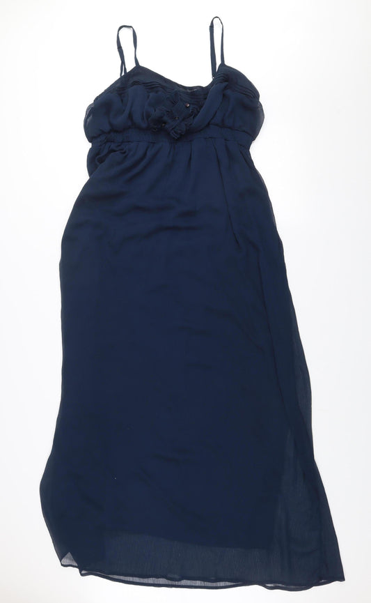 ASOS Maternity Blue Long Chiffon Ruffle Empire Waist Dress UK 16