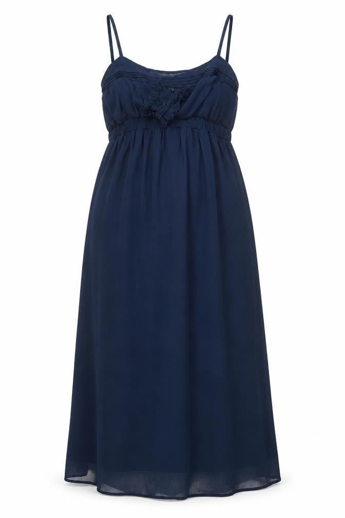 ASOS Maternity Blue Long Chiffon Ruffle Empire Waist Dress UK 16