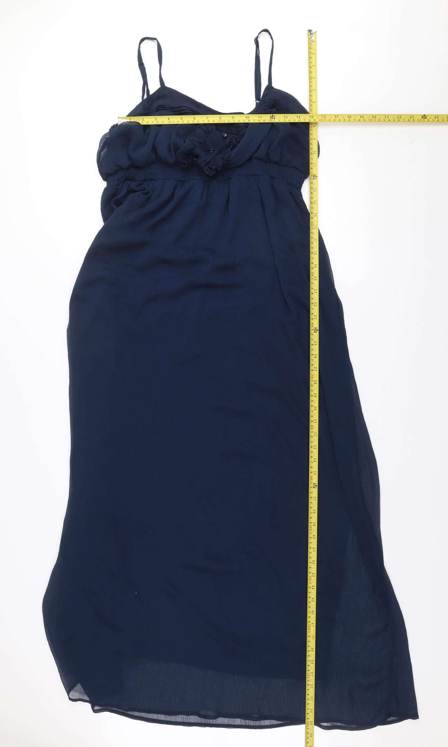 ASOS Maternity Blue Long Chiffon Ruffle Empire Waist Dress UK 16