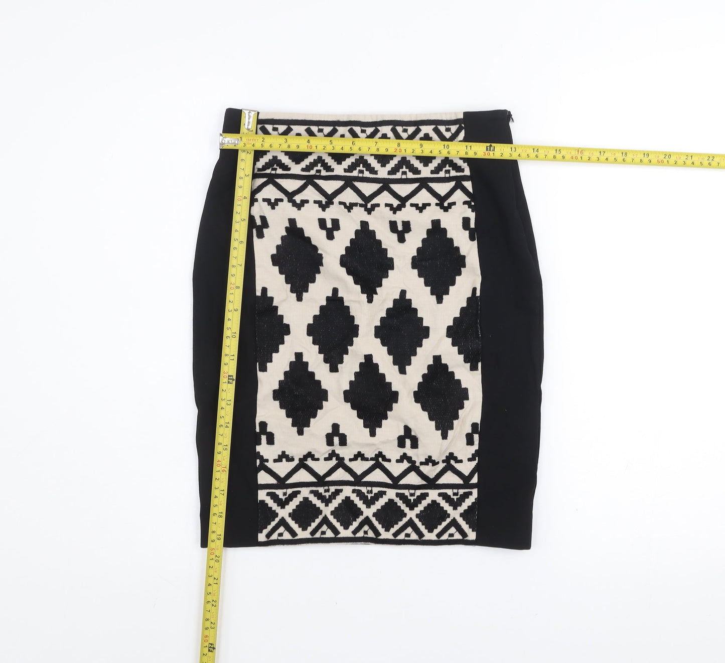Part Two Women’s Black Geometric Knit Stretch Pencil Skirt XS