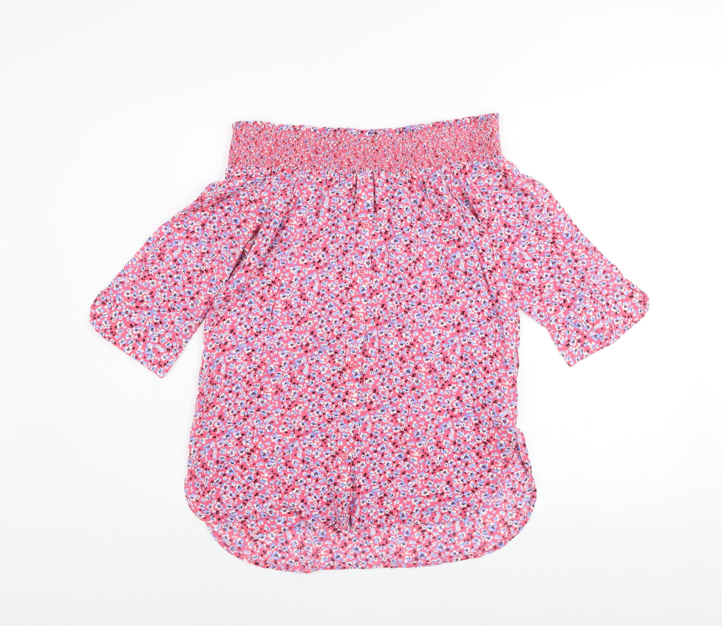 Next Women’s Pink Floral Off Shoulder Tunic Blouse Size 10
