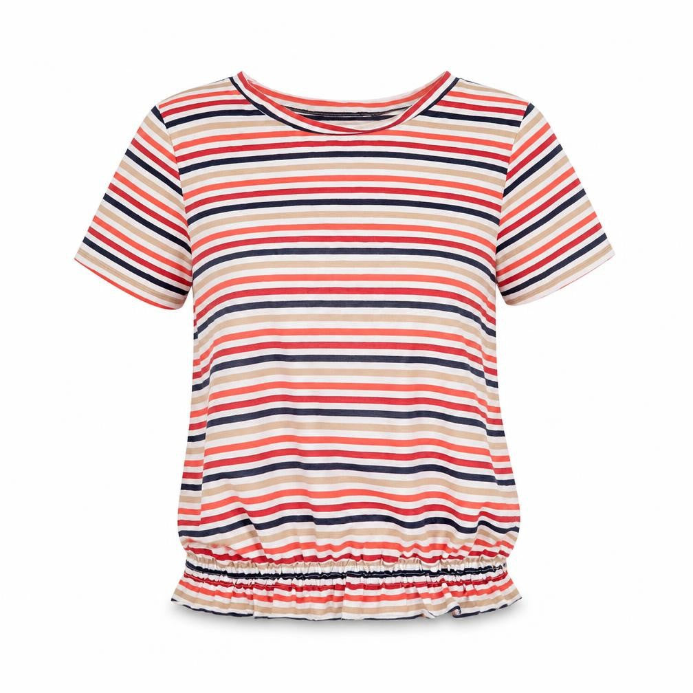 Papaya Women Multicoloured Striped Short Sleeve Jersey T-Shirt Size 10