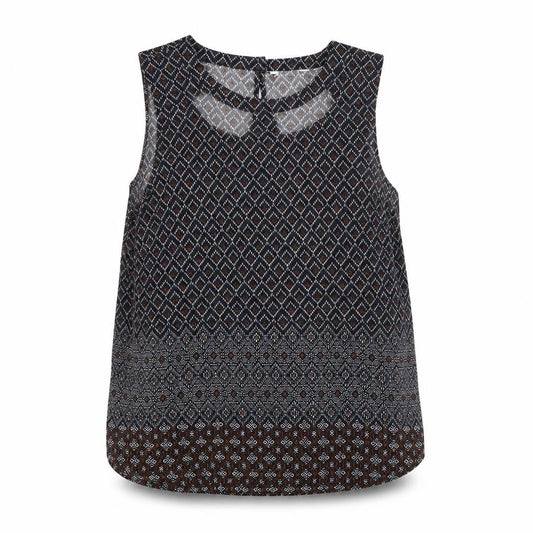 New Look Women's Brown Geometric Sleeveless Viscose Tunic Blouse UK 12