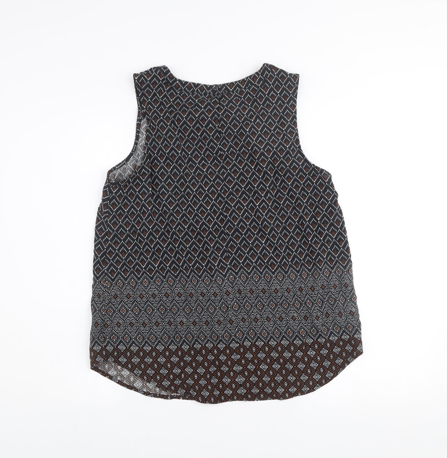 New Look Women's Brown Geometric Sleeveless Viscose Tunic Blouse UK 12