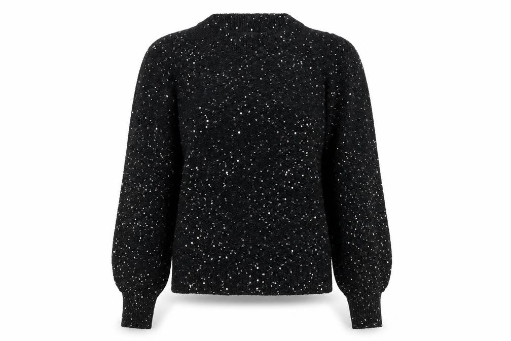 Vero Moda Women's Black Sequin Knit Pullover Jumper Size S
