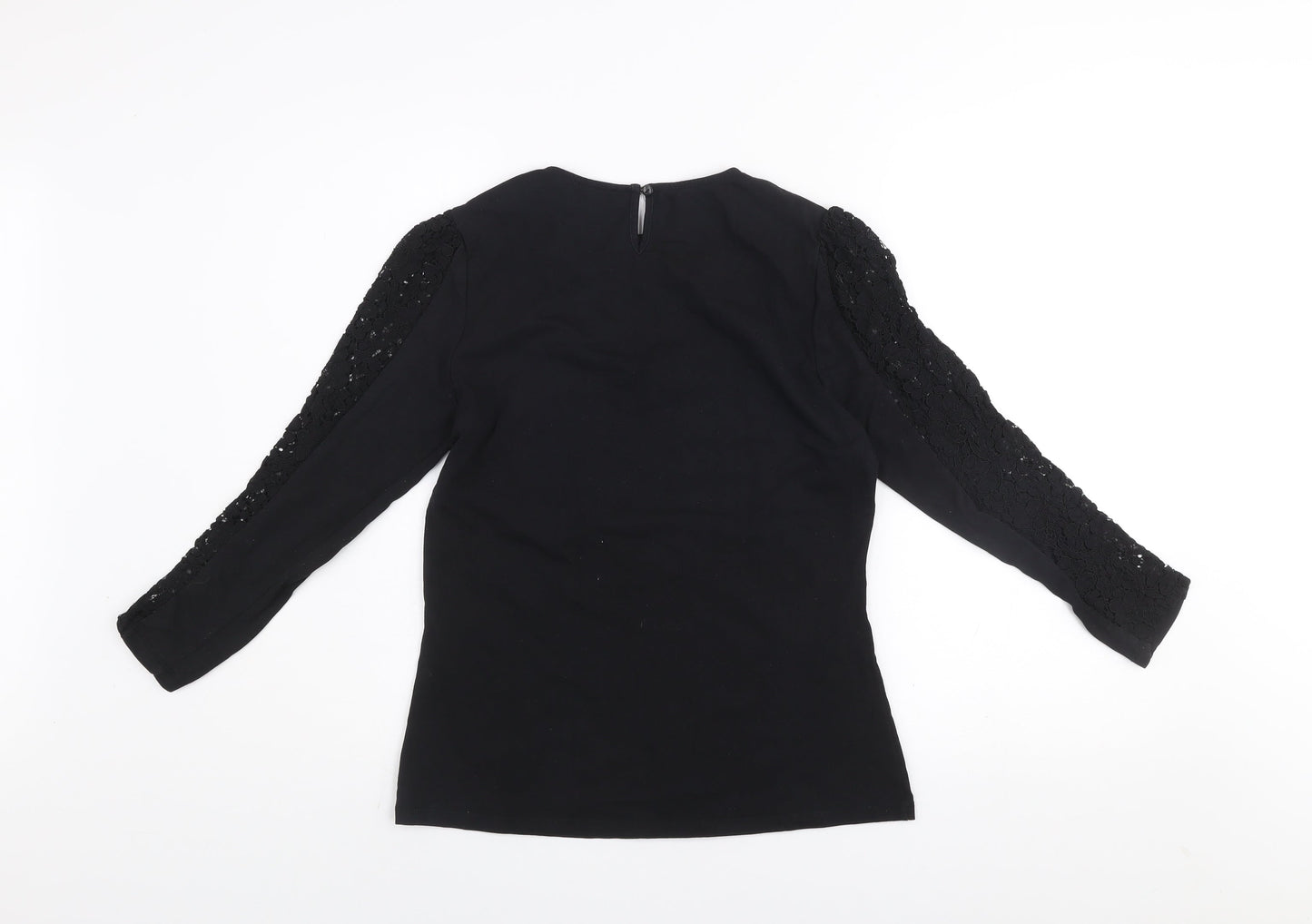 Savida Women’s Black Lace Long Sleeve Cotton Blouse Size 12