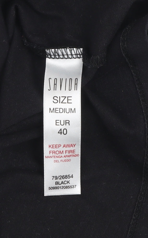 Savida Women’s Black Lace Long Sleeve Cotton Blouse Size 12