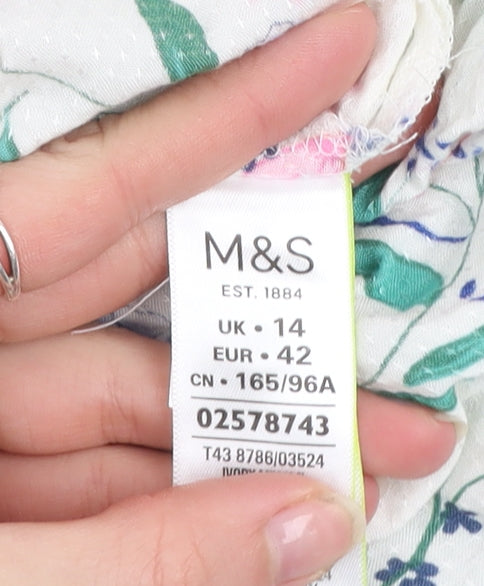 Marks and Spencer Women’s Multicoloured Floral Viscose Tunic Blouse UK 14