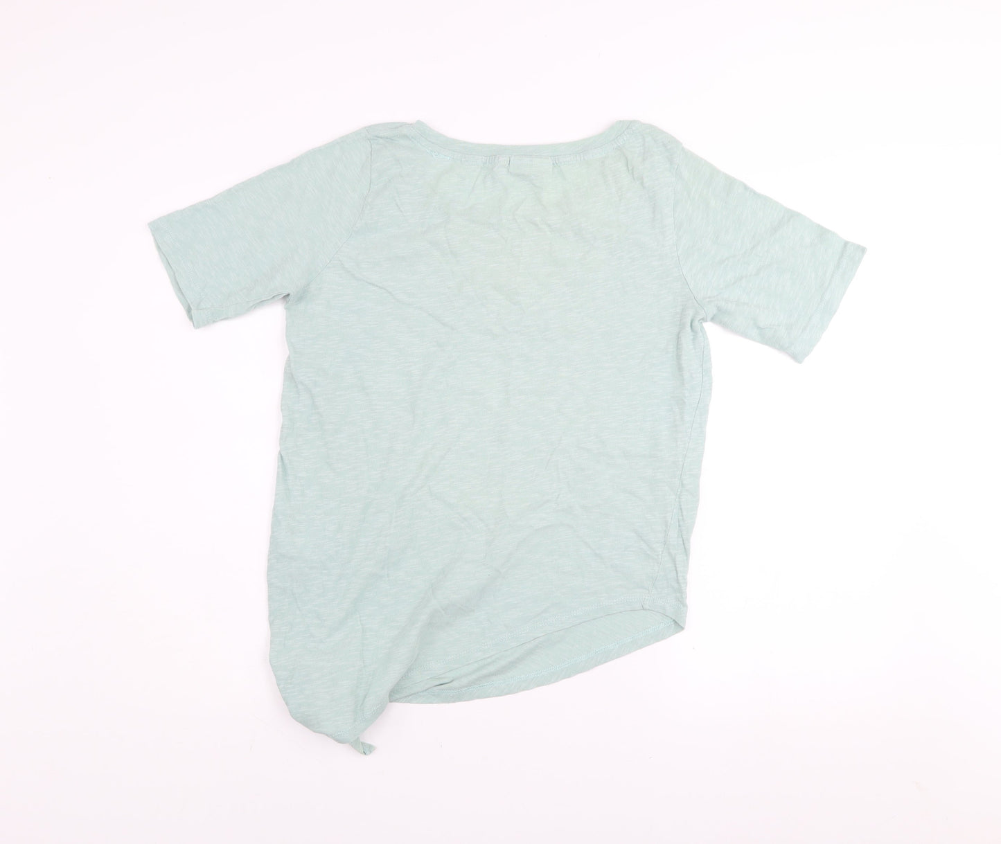 ONLY Women's Green Short Sleeve Knot Hem Cotton T-Shirt - Size M