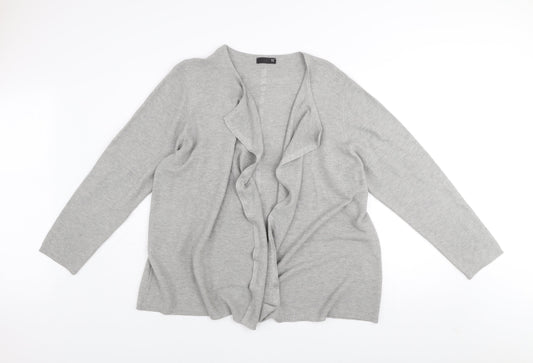 TR Women Grey Size 24 Ruffle Open Cardigan Jumper Cotton Blend
