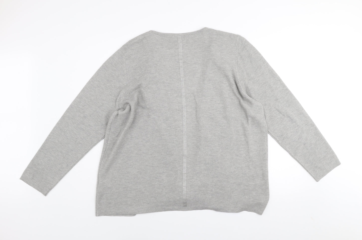 TR Women Grey Size 24 Ruffle Open Cardigan Jumper Cotton Blend