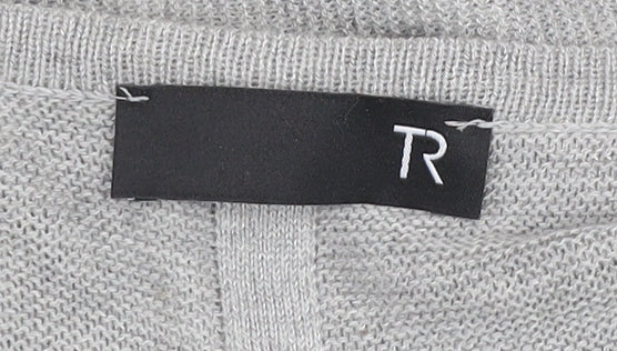 TR Women Grey Size 24 Ruffle Open Cardigan Jumper Cotton Blend