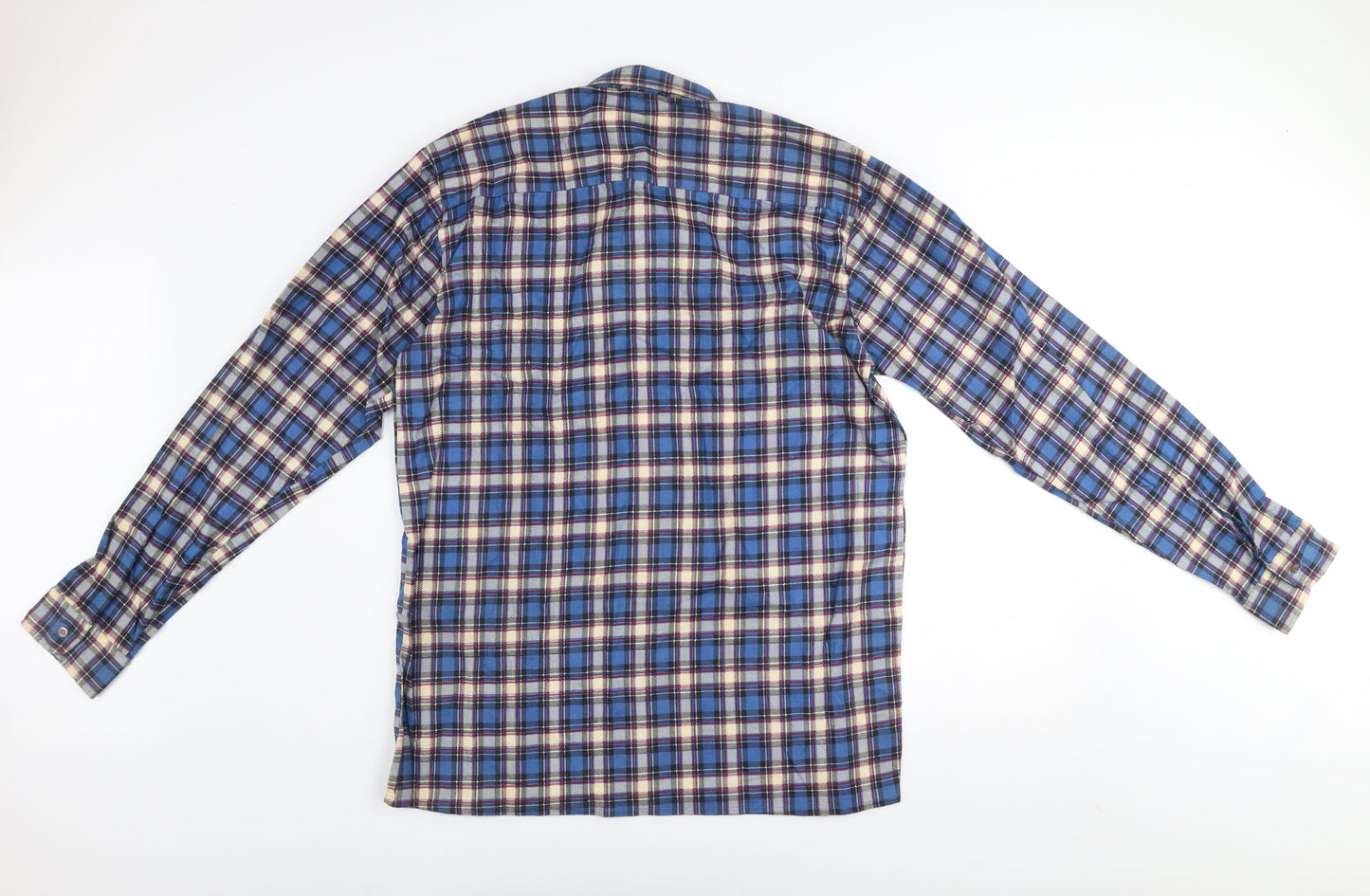 Focus Collection Men's Blue Checked Flannel Long Sleeve Shirt XL