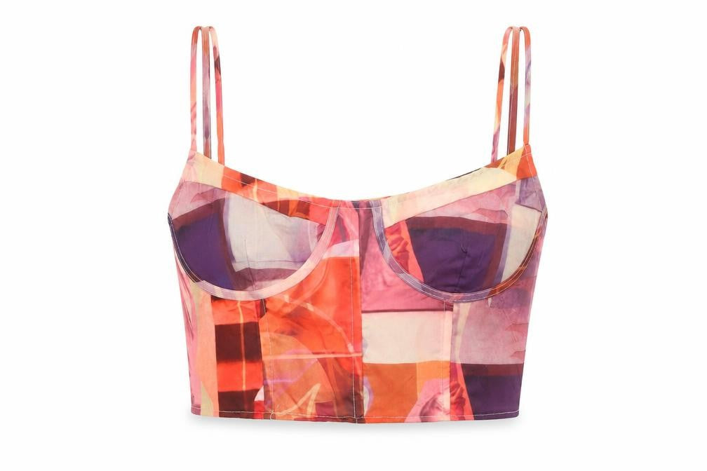 PRETTYLITTLETHING Womens Multicoloured Mesh Camisole Top UK 12