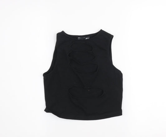 ASOS DESIGN Women's Black Cropped Cut-Out Tank Top Size 10