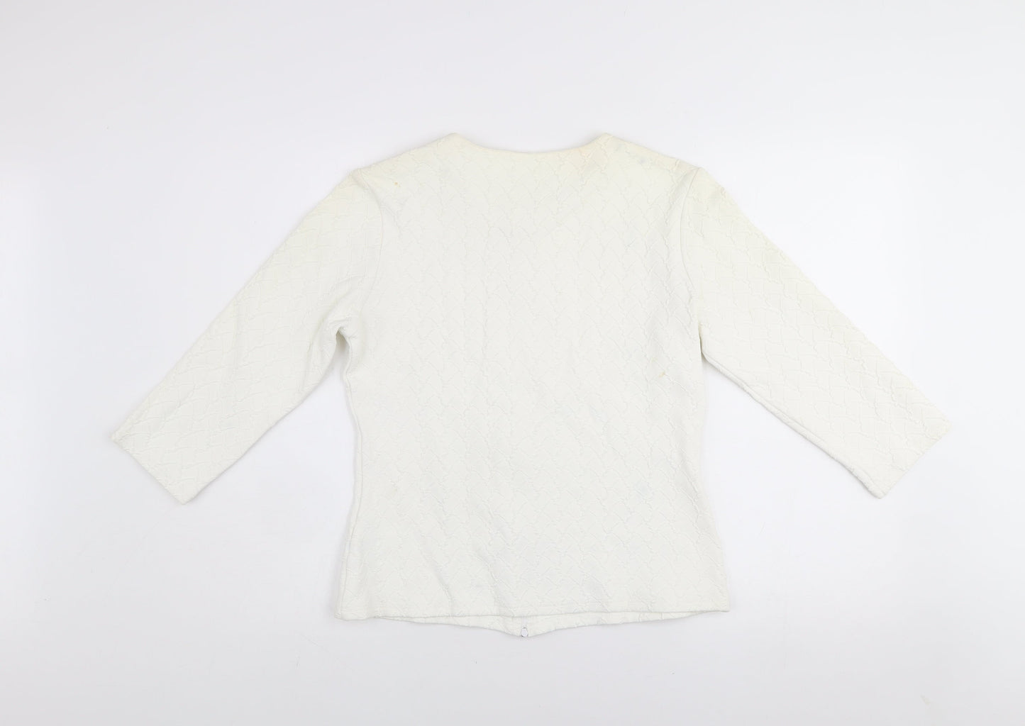 Rayure Paris Women’s Ivory Short Jacket Size 14 Button Zip Classic Style