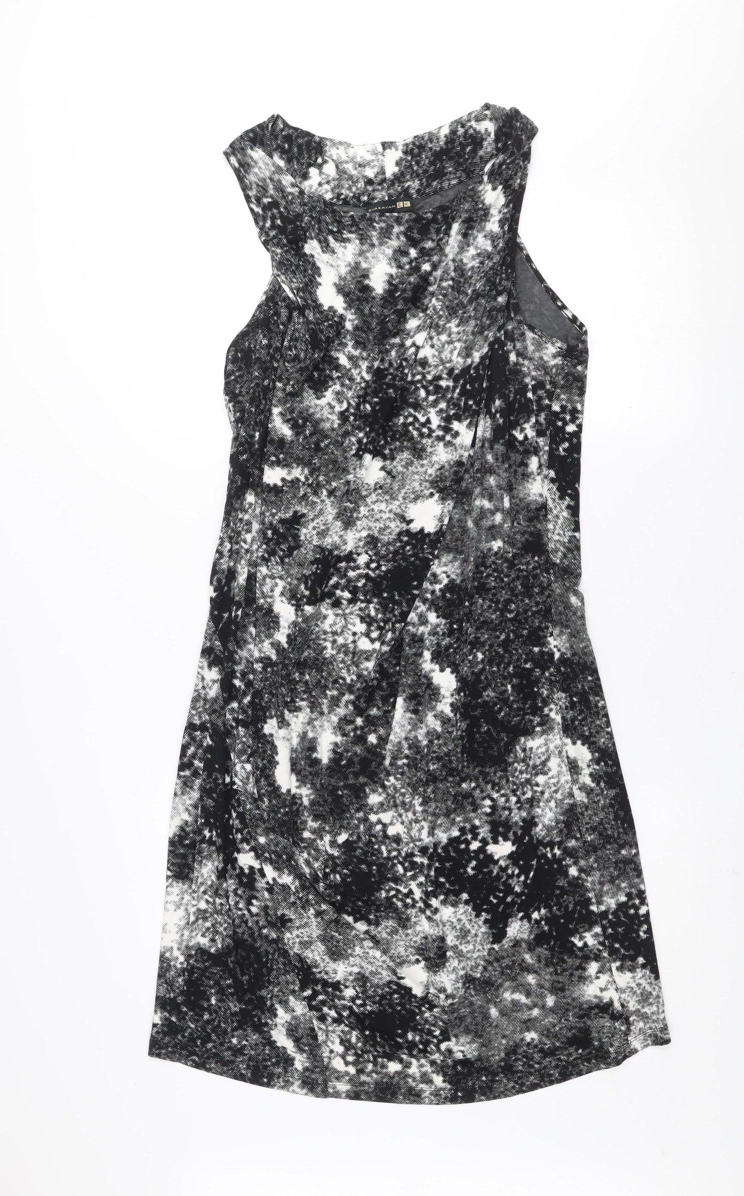 Eva Kayan Women's Black Geometric Bodycon Sleeveless Dress Size 16