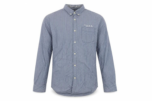 Diesel Jeans Men's Blue Striped Cotton Long Sleeve Button-Up Shirt L