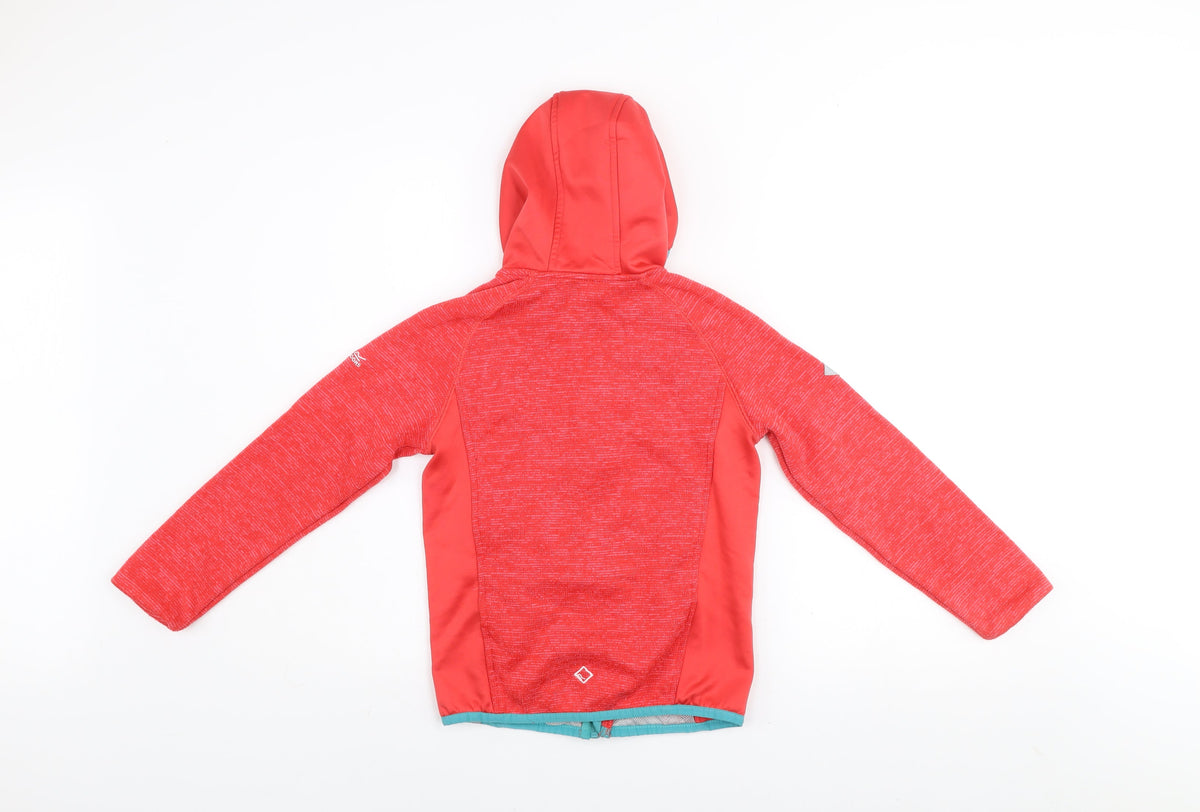 Regatta Boys Red Softshell Hooded Jacket 9-10 Years Lightweight Outdoor Zip Coat