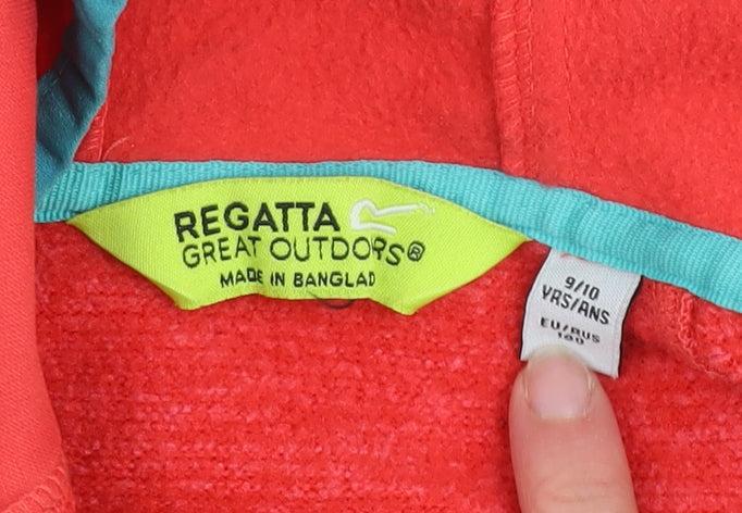 Regatta Boys Red Softshell Hooded Jacket 9-10 Years Lightweight Outdoor Zip Coat