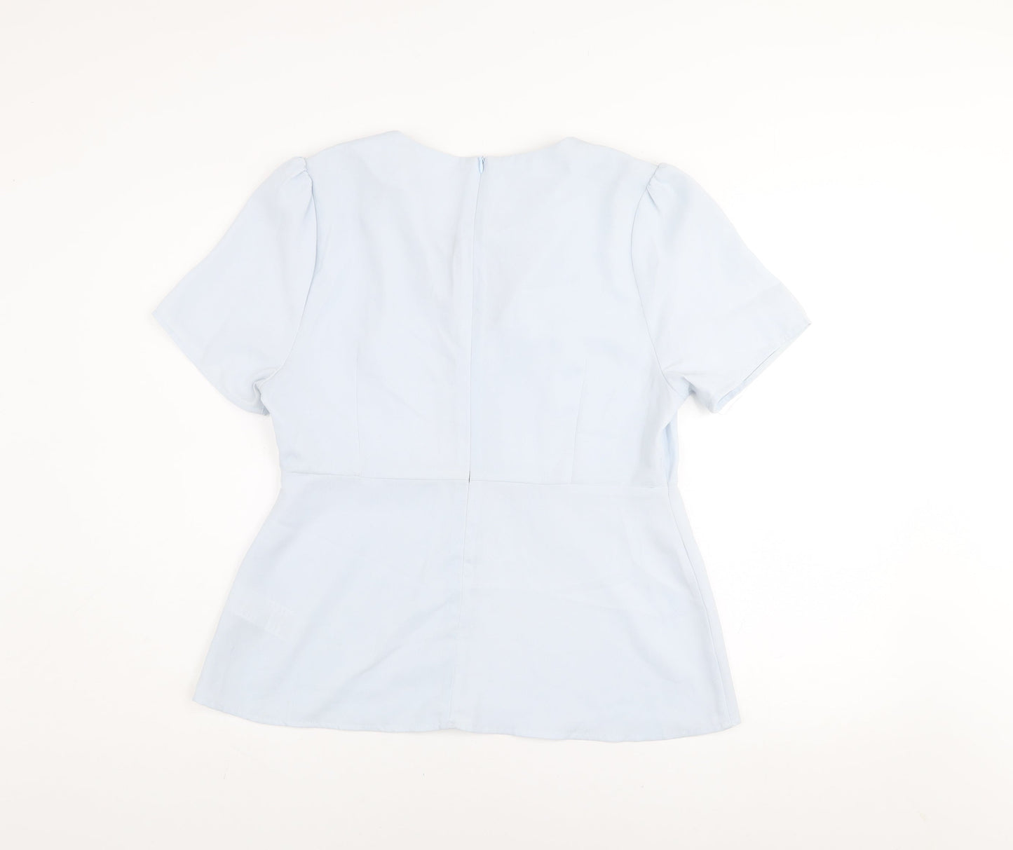 AngelEye London Women’s Blue Short Sleeve Bow Blouse Size 14