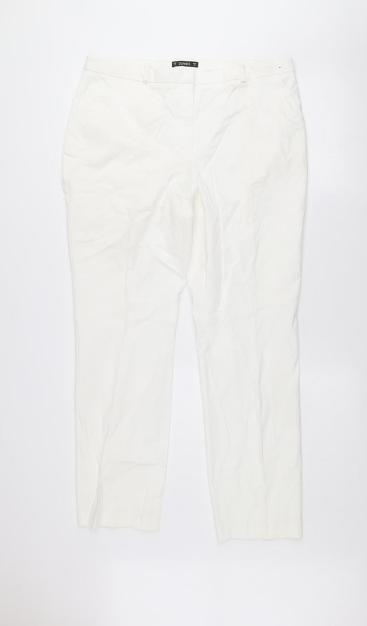 Dunnes Women White Chino Trousers Size 14 Cotton Stretch