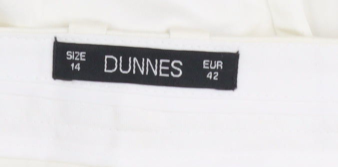 Dunnes Women White Chino Trousers Size 14 Cotton Stretch