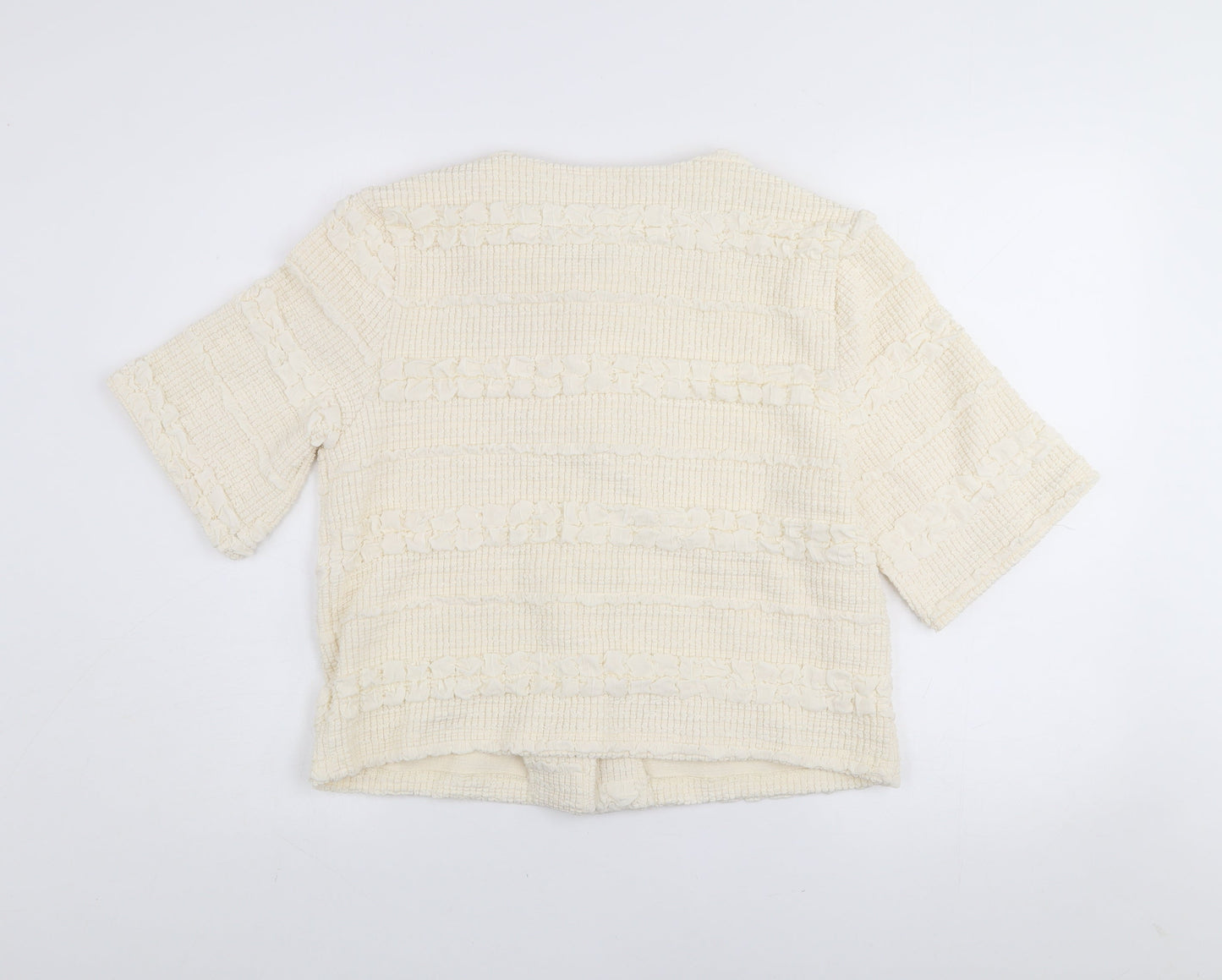 Emily & Me Women’s Ivory Cropped Tweed Button Jacket Size M