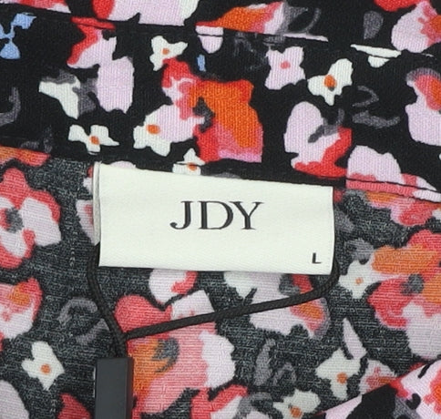 JDY Women’s Multicoloured Floral Shirt Dress L Midi Belted Lightweight