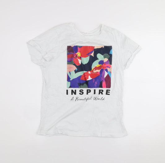 St. Bernard for Dunnes Stores Womens White Floral Inspire T-Shirt Size S