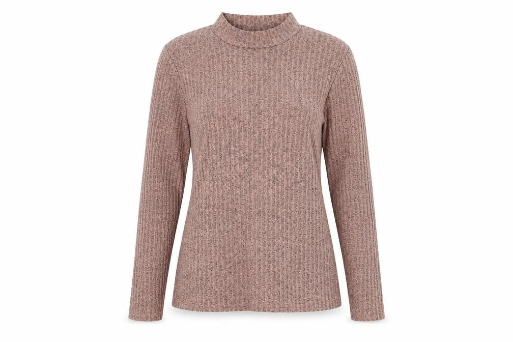 NLY Trend Women's Pink Ribbed Mock Neck Long Sleeve Jersey Top XL