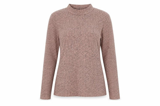 NLY Trend Women's Pink Ribbed Mock Neck Long Sleeve Jersey Top XL