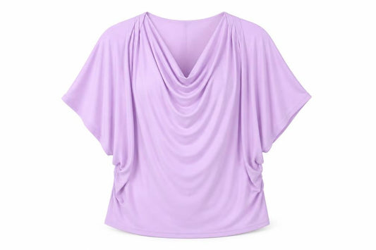 Gallery Women Lilac Cowl Neck Relaxed Fit Short Sleeve Blouse XL