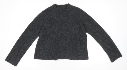 Pieces Women's Grey Wool Blend Chunky-Knit Pullover Jumper Size M