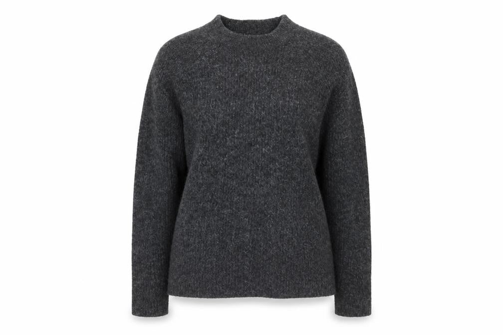 Pieces Women's Grey Wool Blend Chunky-Knit Pullover Jumper Size M
