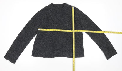 Pieces Women's Grey Wool Blend Chunky-Knit Pullover Jumper Size M