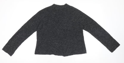 Pieces Women's Grey Wool Blend Chunky-Knit Pullover Jumper Size M