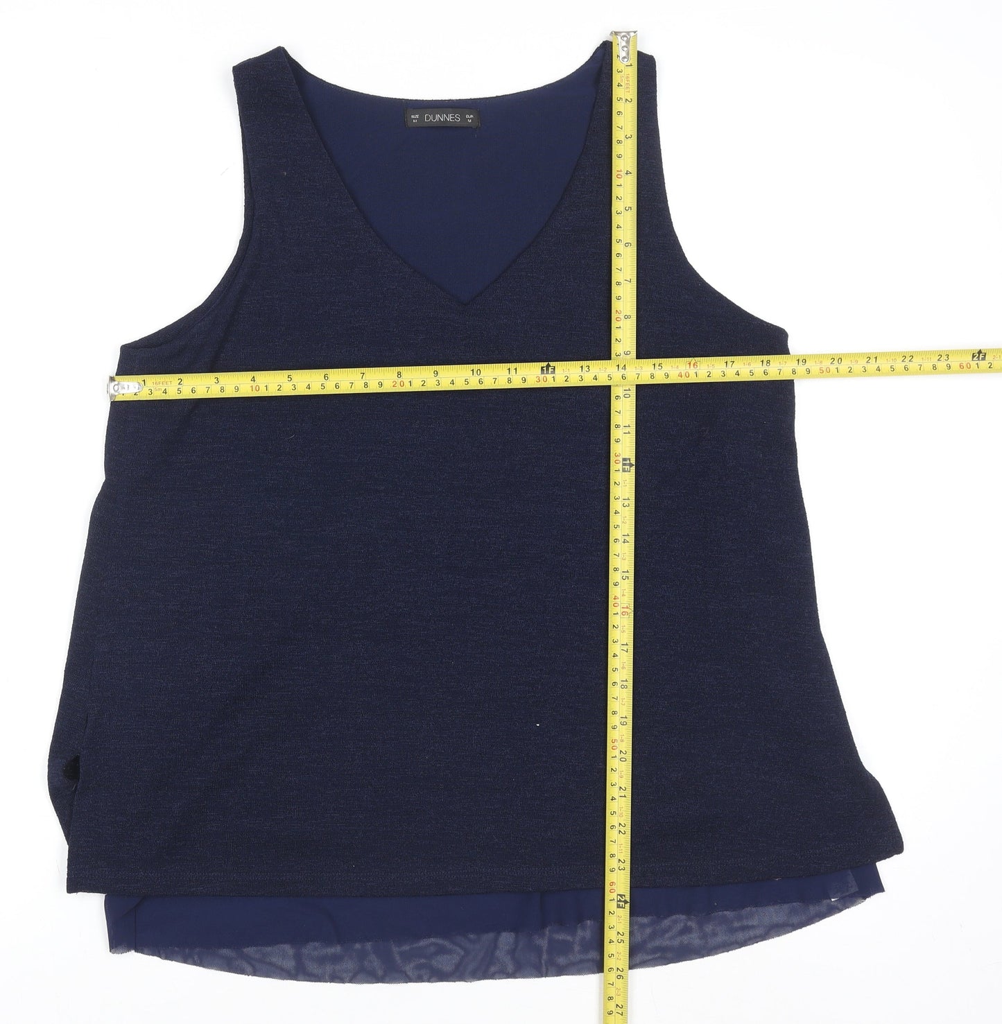 Dunnes Stores Women's Blue V-Neck Sleeveless Tank Top Size M