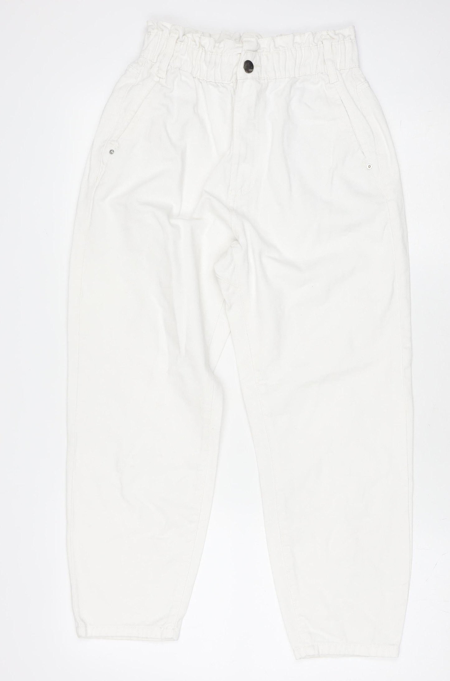 Savida Women’s White High Rise Mom Jeans Size 8 Cotton Denim