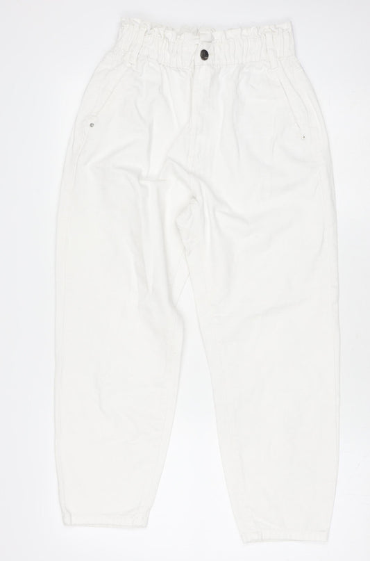 Savida Women’s White High Rise Mom Jeans Size 8 Cotton Denim